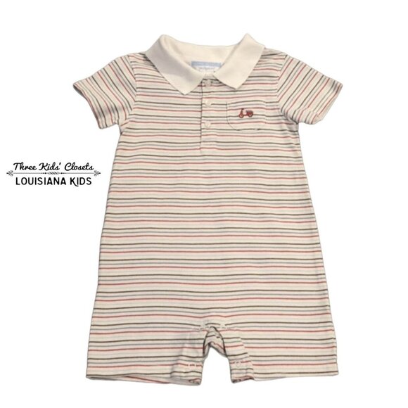Janie & Jack 6-12m Striped Vespa Scooter Polo Romper